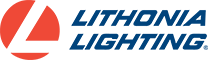 Logo for Lithonia Lighting: Red circle with white "L" and blue text "LITHONIA LIGHTING".