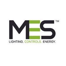 Logo for MES. Black and green text on white. The logo reads "MES" with "Lighting. Controls. Energy." below.