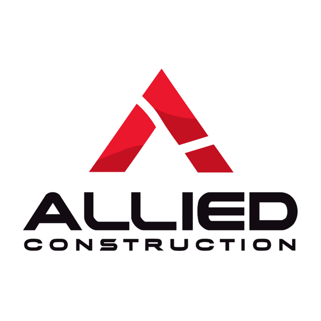 Logo for Allied Construction: An "A" shape with red and blue accents over blue text "ALLIED" and red text "CONSTRUCTION."