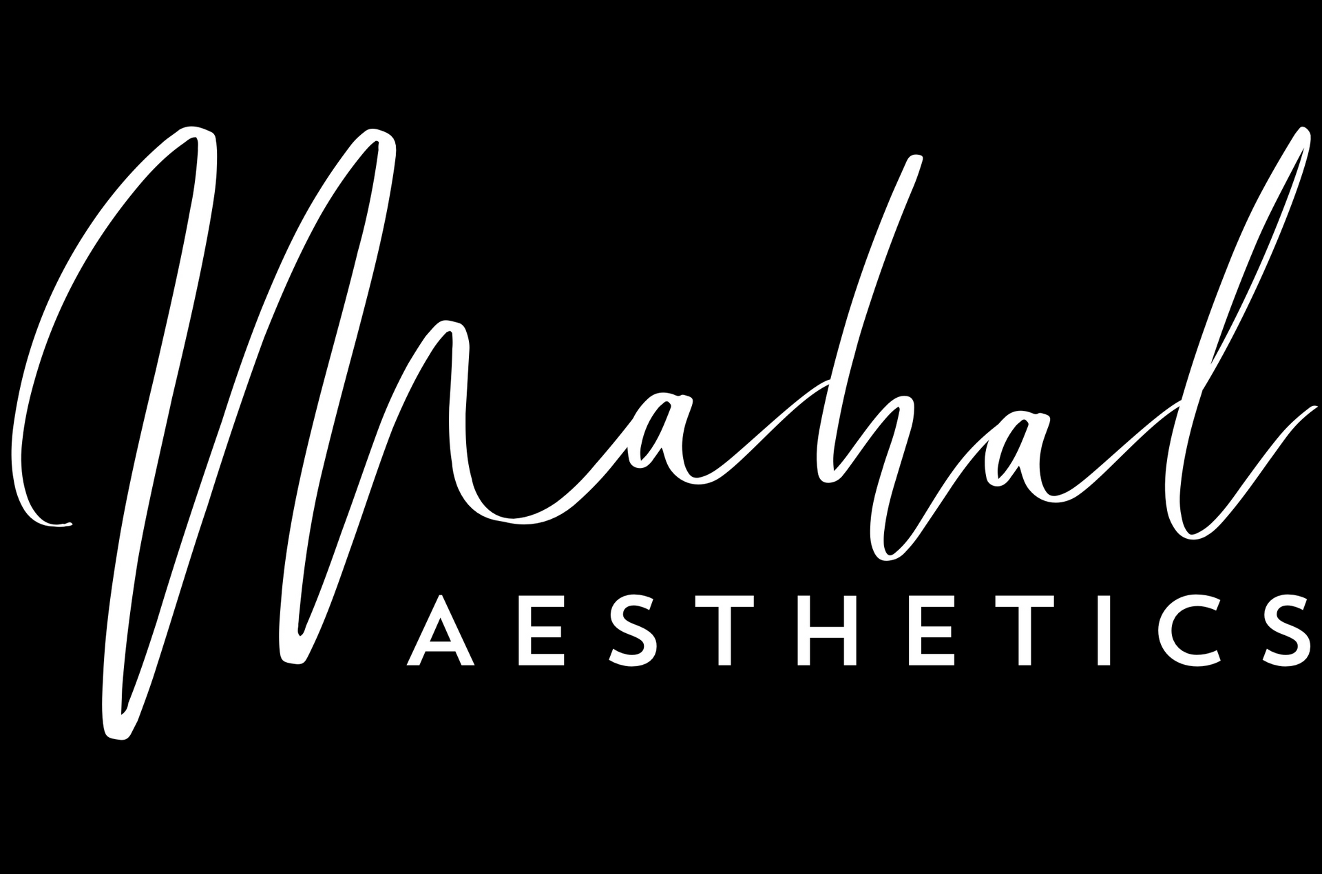 A black and white logo for a company called mahal aesthetics.