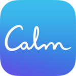 A blue app icon with the word calm written on it.