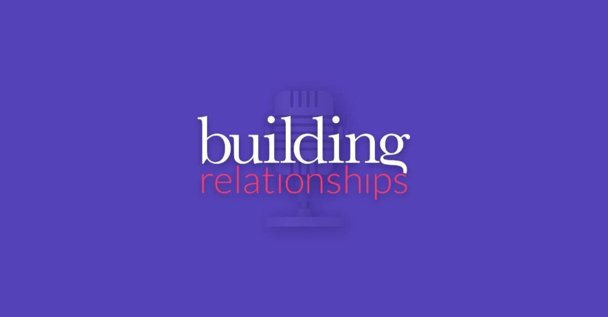 The logo for building relationships is on a purple background.