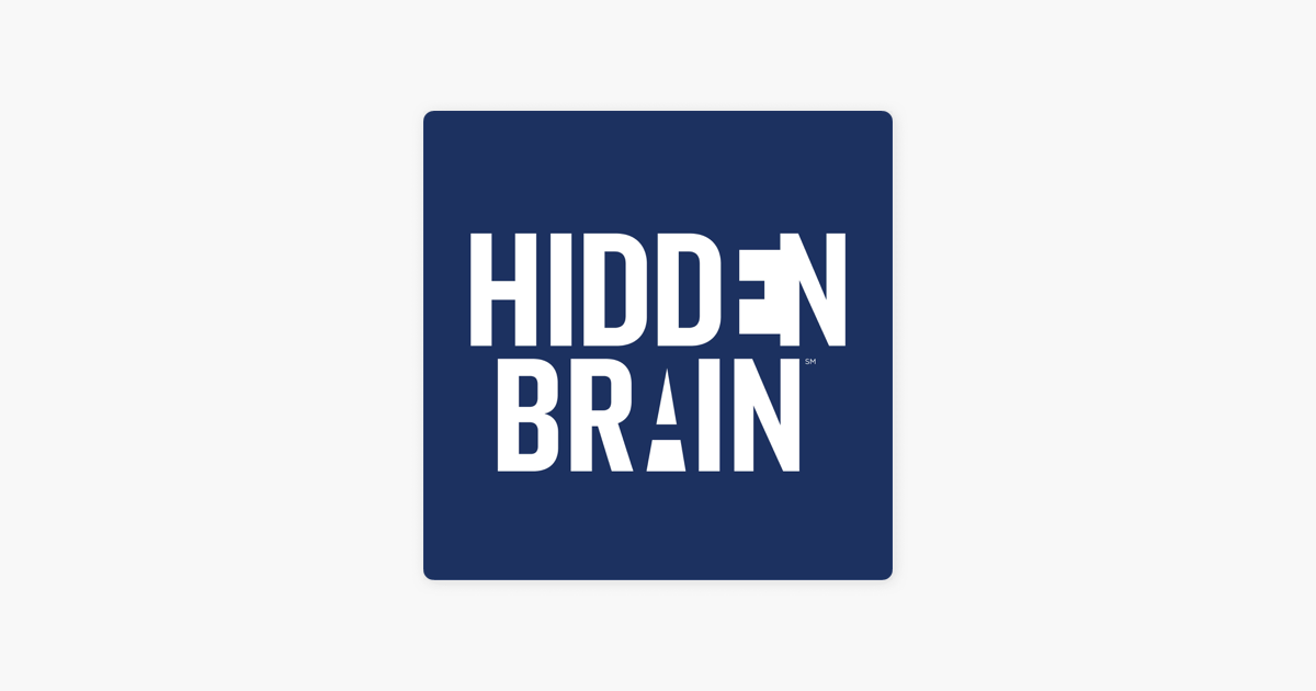 The logo for hidden brain is a blue square on a white background.