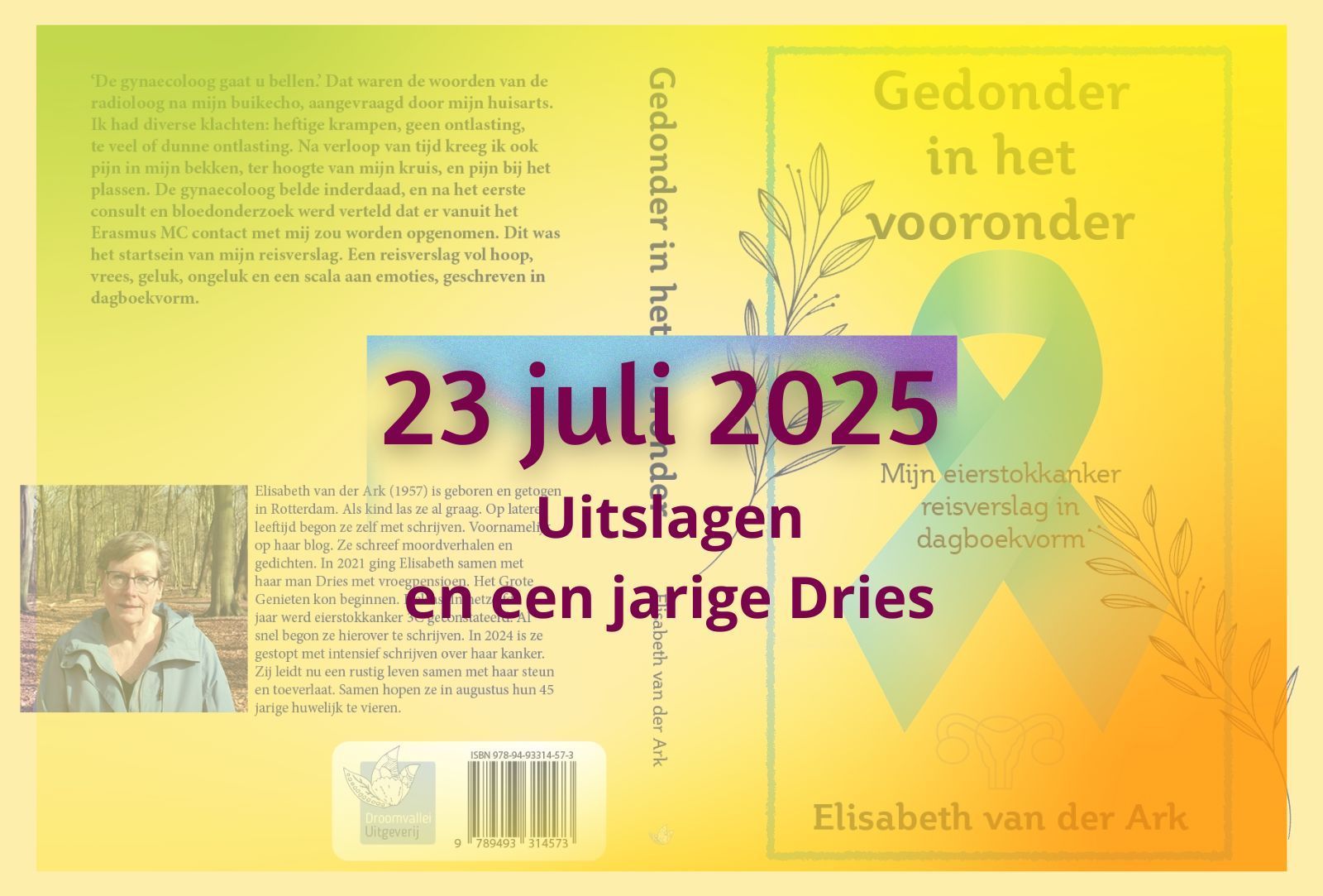 Een boekomslag met daarop een afbeelding van een vrouw en een lint.
