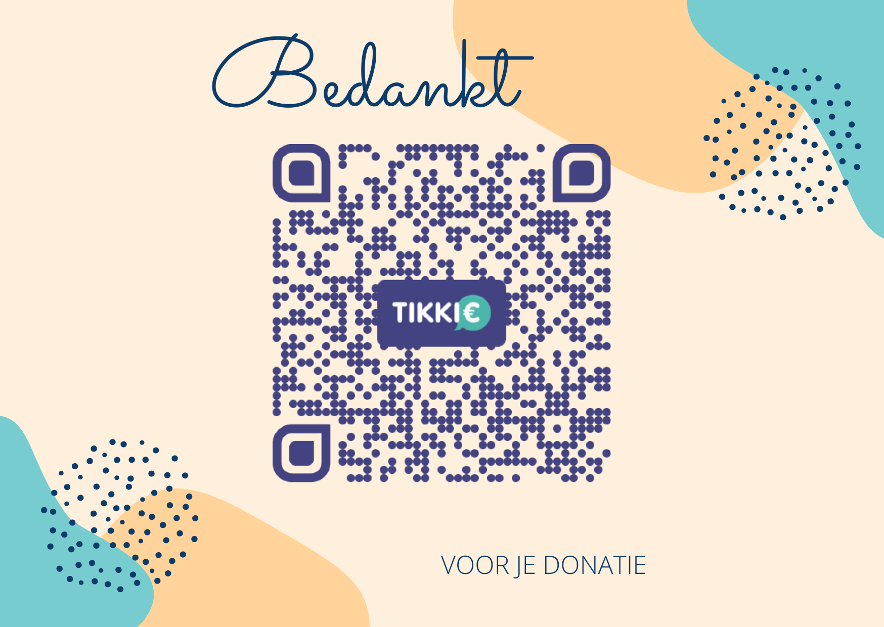 Een bedankkaartje met een qr-code voor tikkic