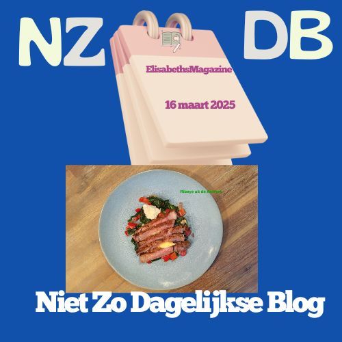 Een foto van een bord eten naast een kalender met de tekst nz db