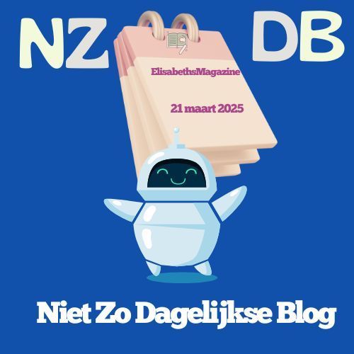 Een robot houdt een kalender vast met de datum 21 maart 2025 erop