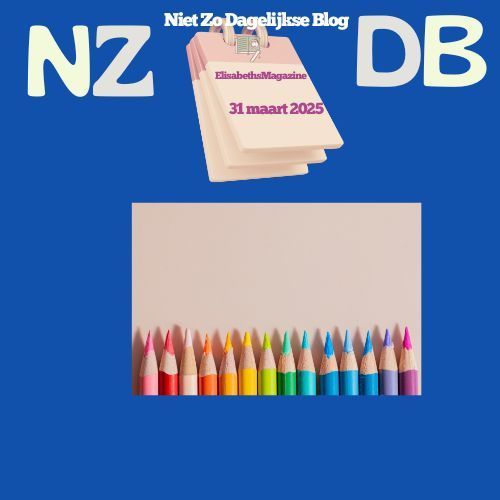 Een foto van kleurpotloden naast een kalender met de tekst nz db
