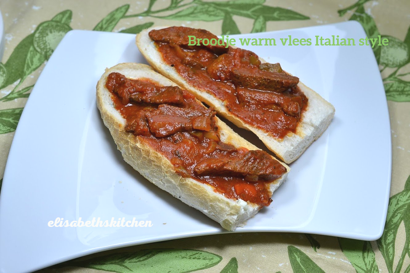 Broodje warm vlees Italian style
