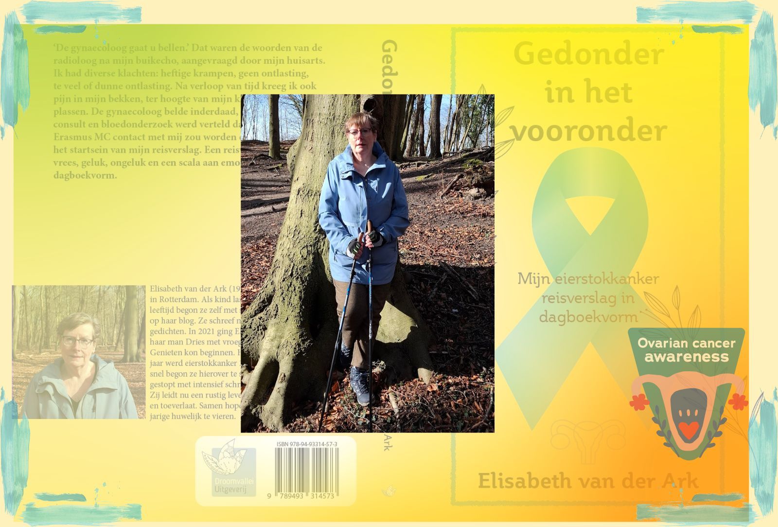 Een vrouw bij een boom. Omslag van een boek met de Titel: 