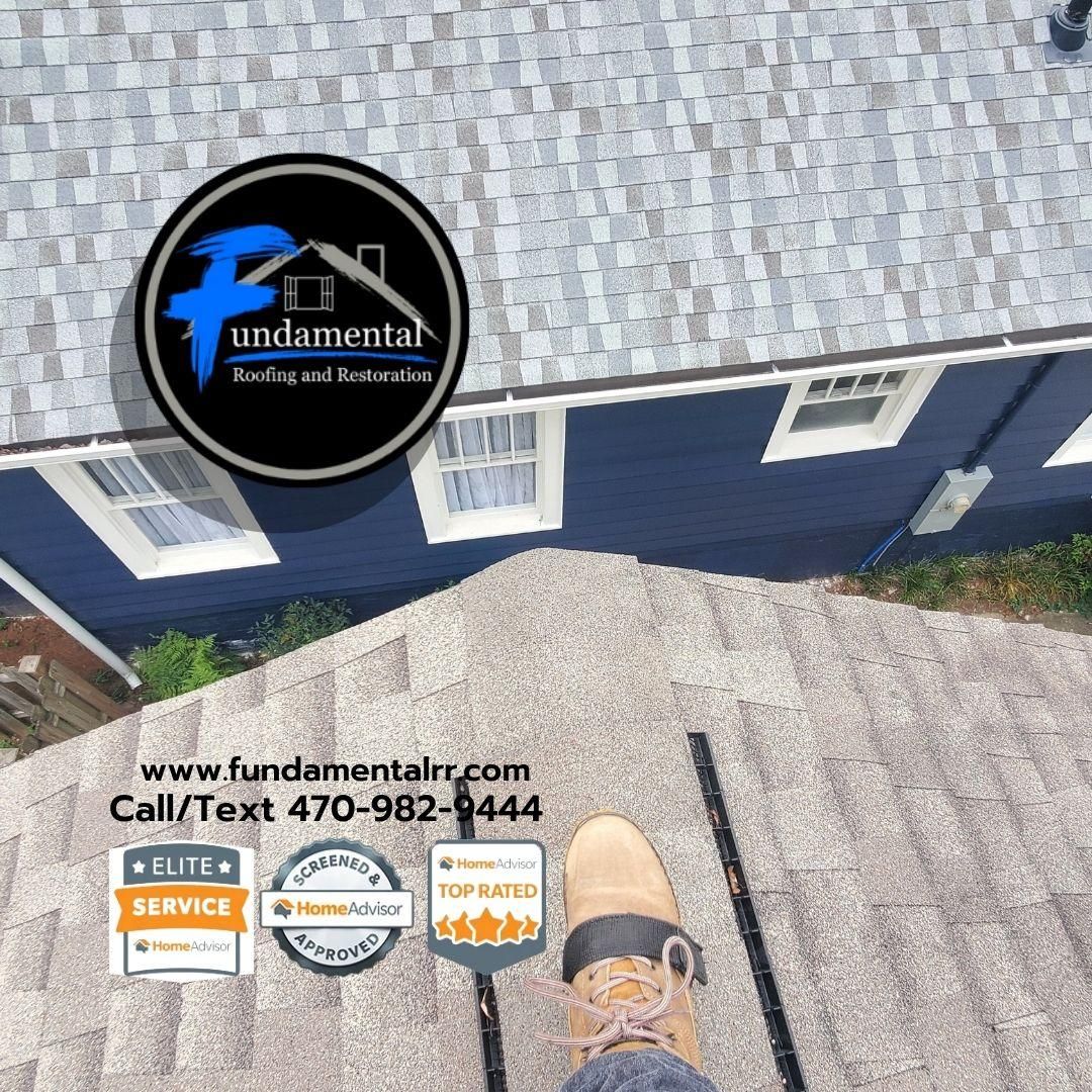 A picture of a house with the words fundamental r & r on it