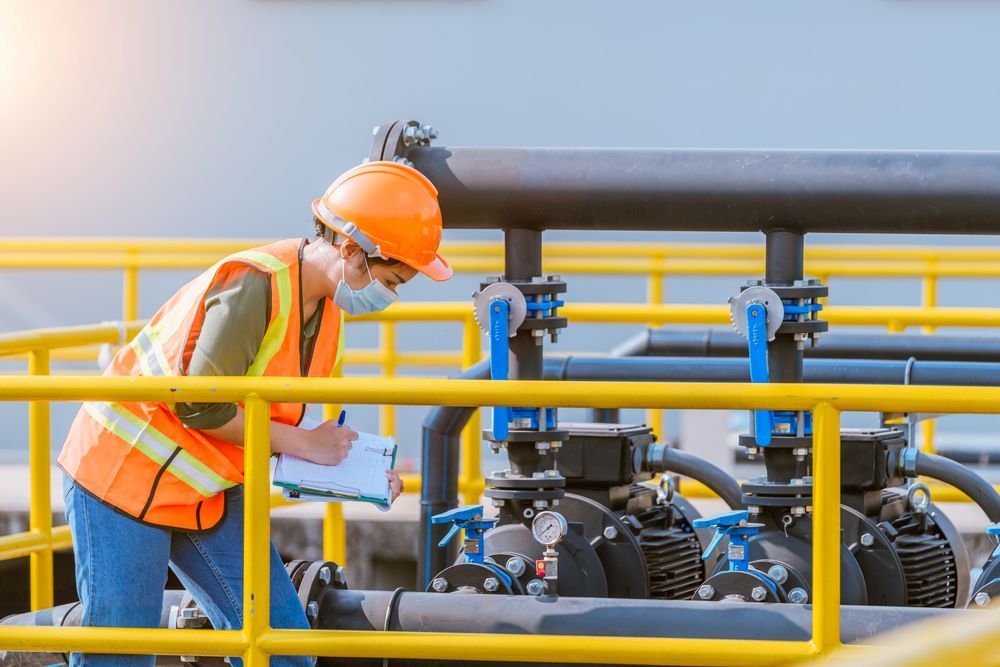 A Man Wearing a Hard Hat and Safety Vest — Elite Water In Koonorigan, NSW