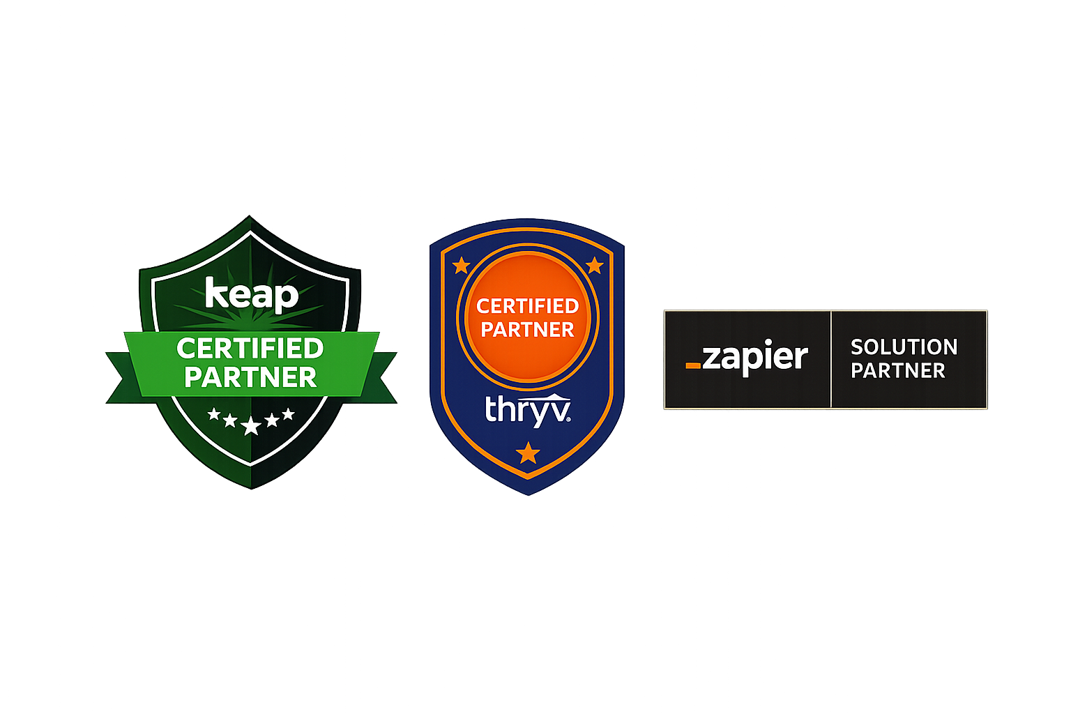 Keap, Thryv, Zapier Partner Logos