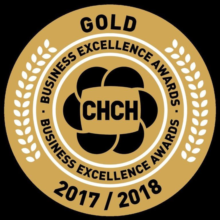 A gold business excellence award from 2017 and 2018