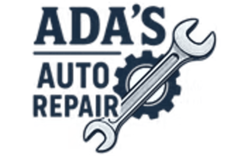 Ada's Auto Repair logo with wrench and gear graphic. Text: 