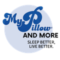 MyPillow logo with slogan “AND MORE SLEEP BETTER, LIVE BETTER.”