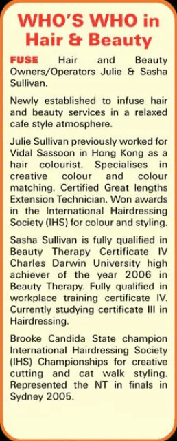 Who's Who in Hair & Beauty — Specialised Hair Salon in Darwin