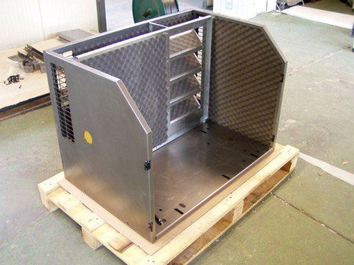 open box complete with sound-absorbing material