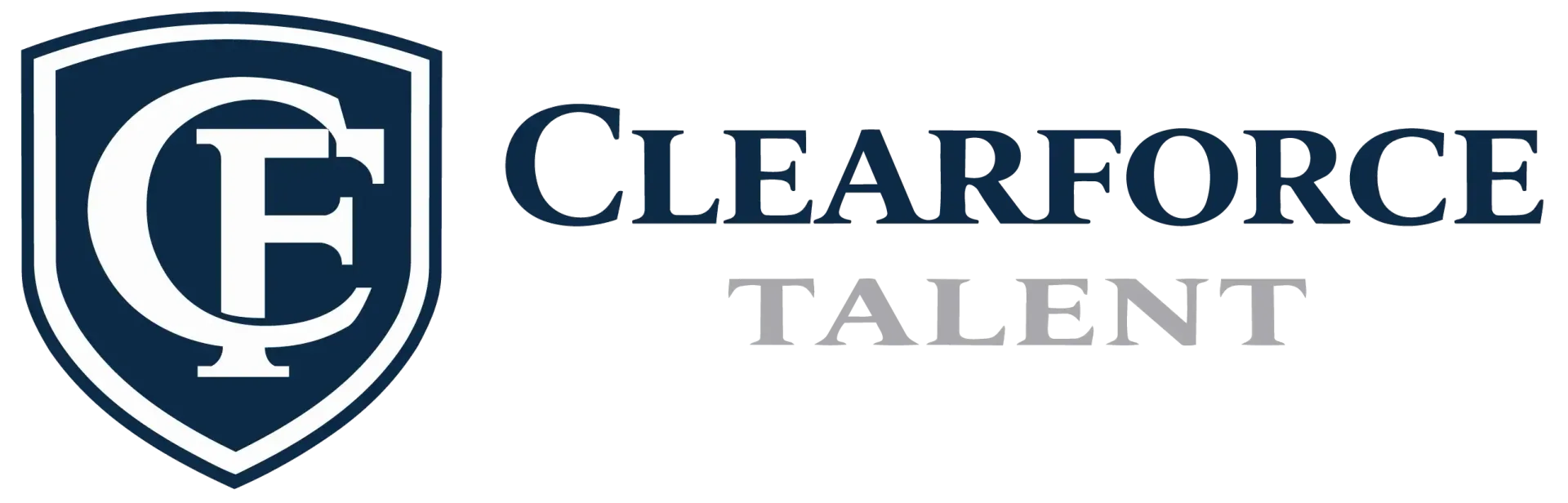 Clearforce Talent logo: navy shield with