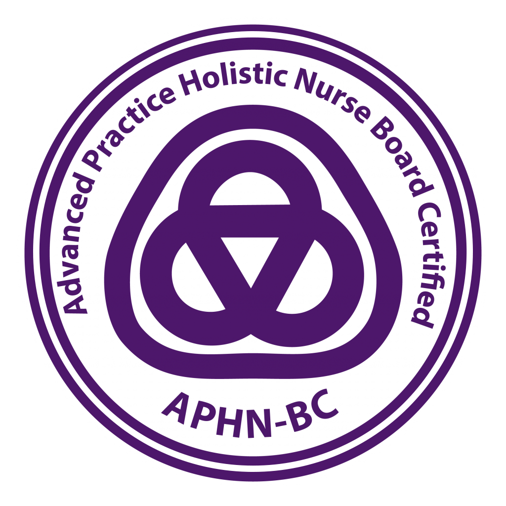 The logo for the advanced practice holistic nurse board is purple and white.