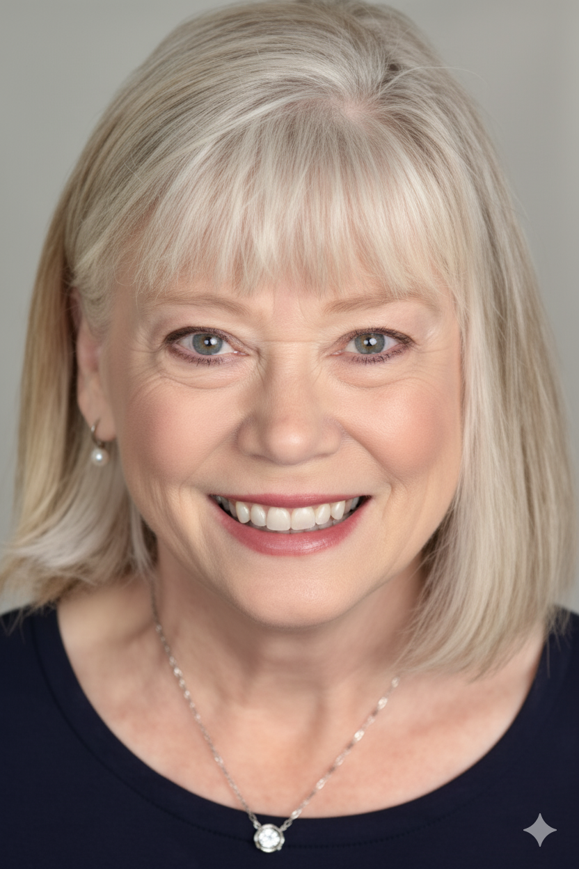 A woman with curly hair is holding a green briefcase.