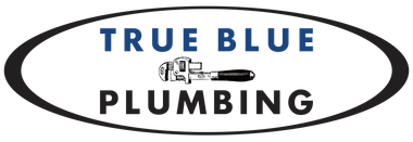 A logo for true blue plumbing with a picture of a wrench.