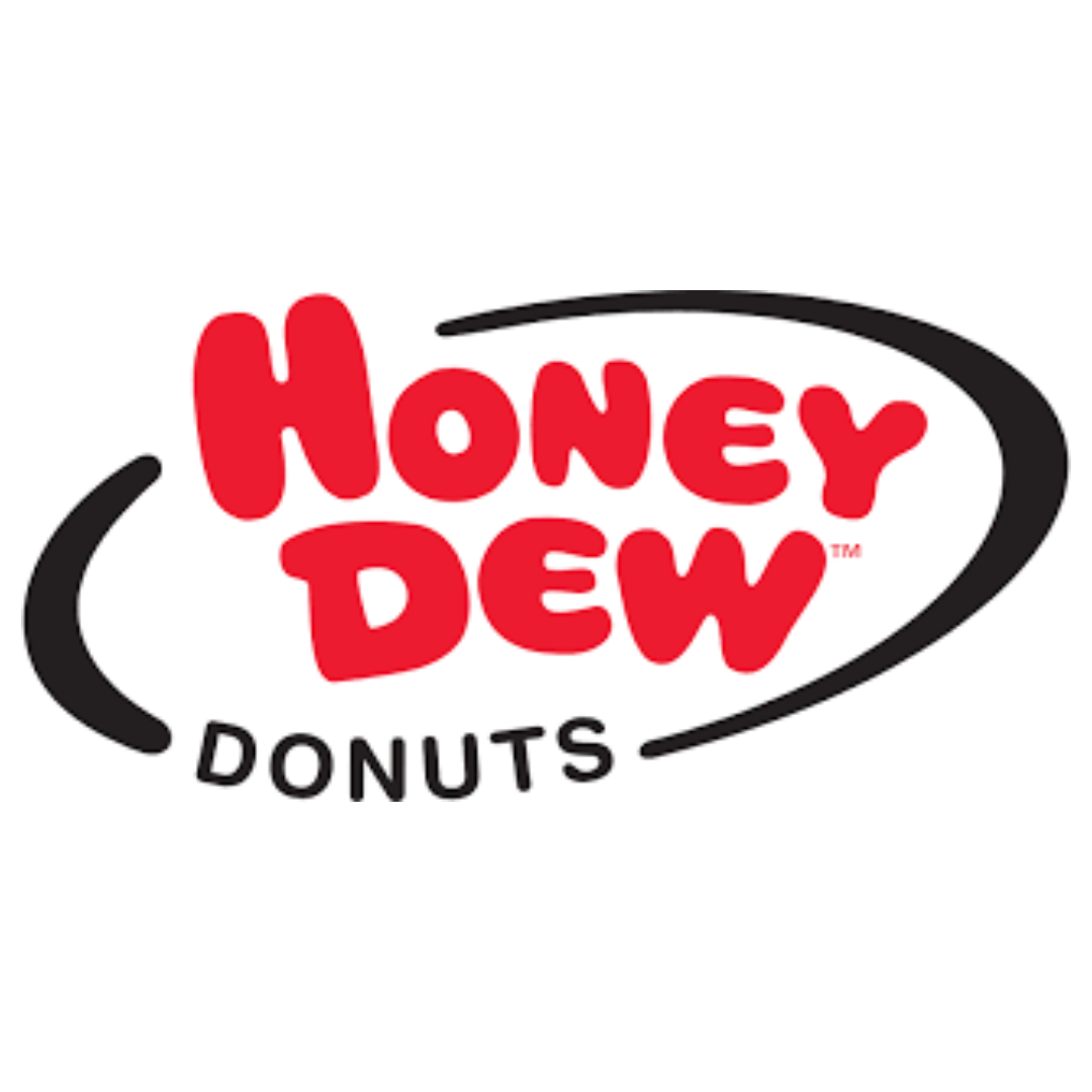 A honey dew donuts logo on a white background