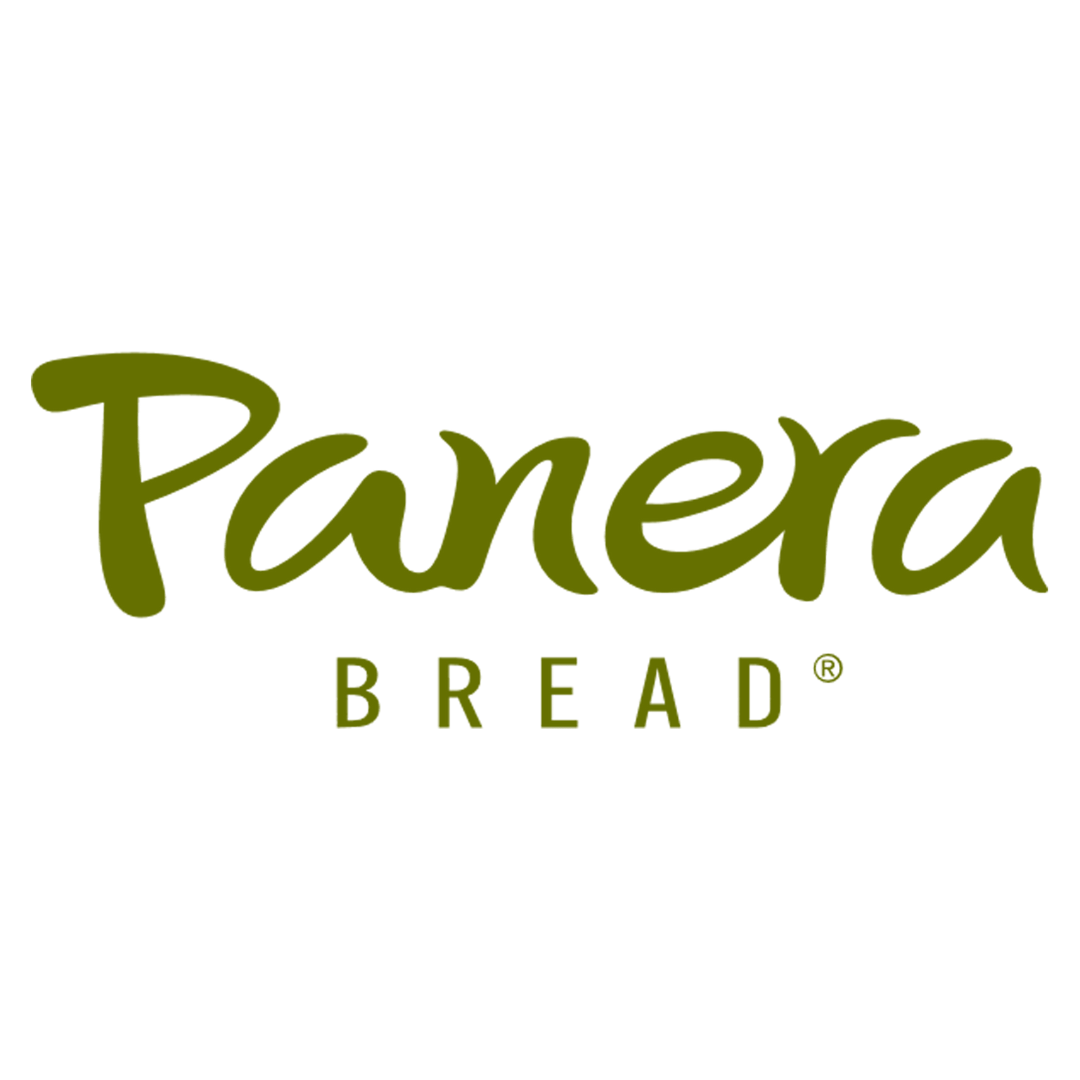 The panera bread logo is green and white on a white background.