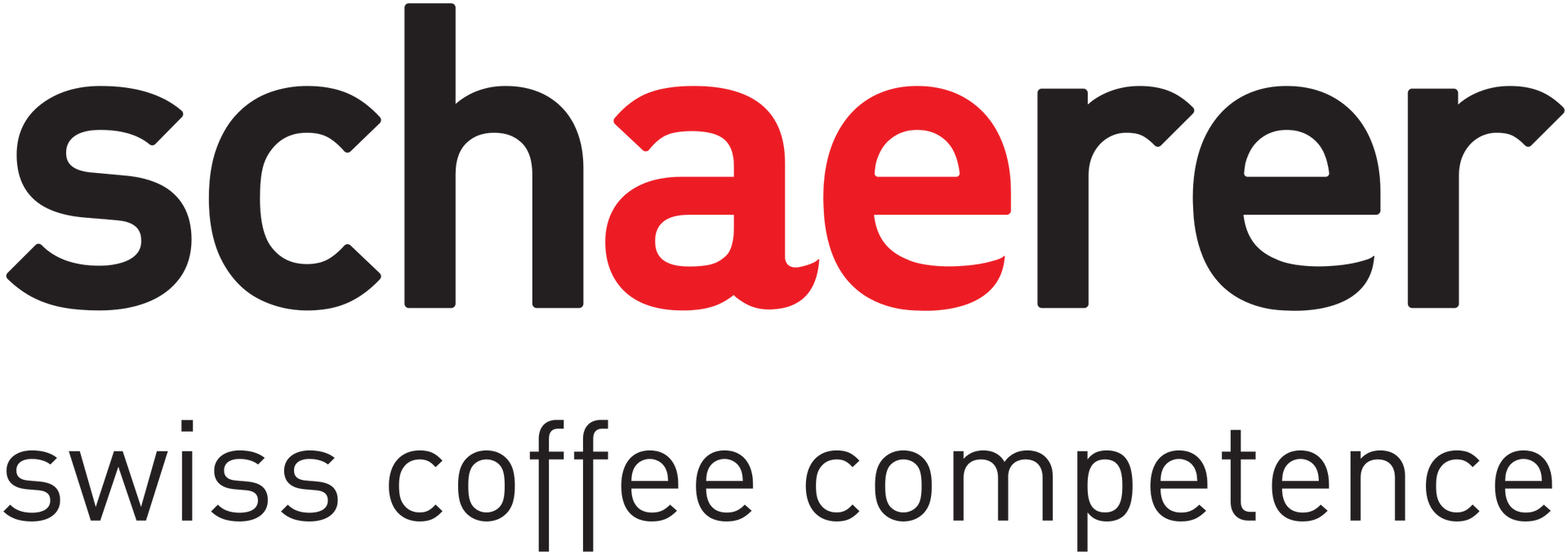 A black and red logo for schaerer swiss coffee competence