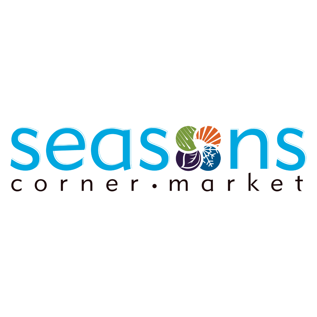 The logo for seasons corner market has a picture of a seashell on it.