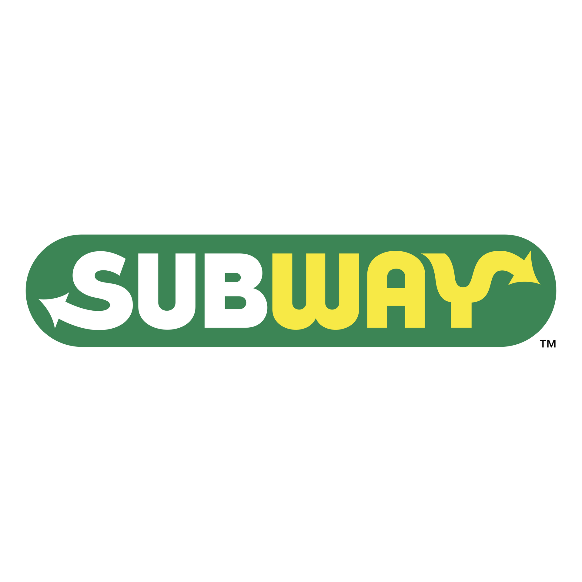 A green and yellow subway logo on a white background.