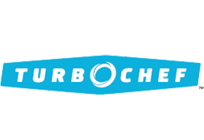 The turbo chef logo is blue and white on a white background.