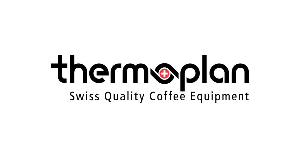 The logo for thermoplan is a swiss quality coffee equipment company.