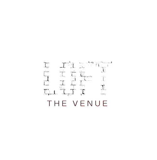A black and white logo for the venue is on a white background.