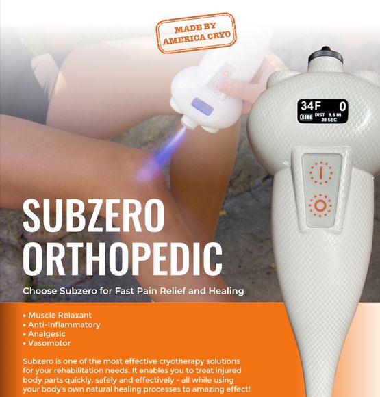 An advertisement for a subzero orthopedic device