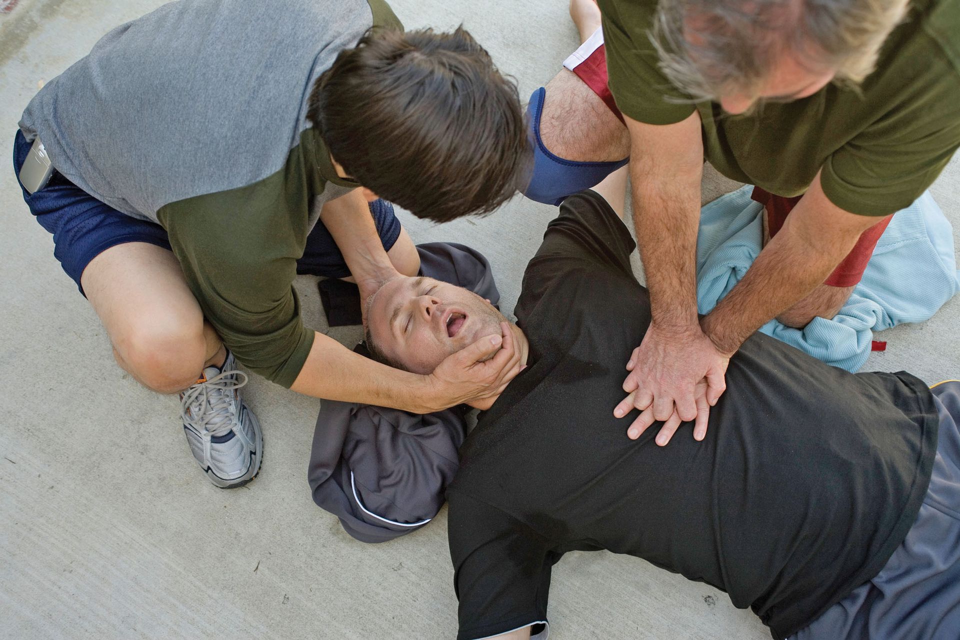 A man laying on the ground with a speech bubble that says ' only medical professionals can use aer certification '