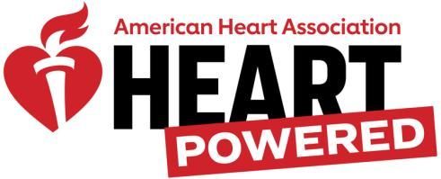 American Heart Association logo with a red heart, torch, and text 
