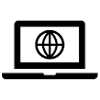 Laptop displaying a globe icon, representing internet or web access.