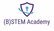 The logo for b stem academy has a shield with a key in it.