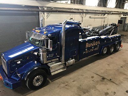 Blue Towing Truck — Dearborn, MI — Rusko’s Service Center