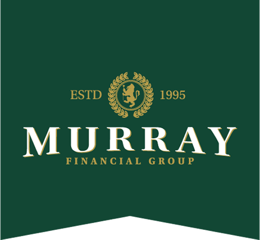 Murray Financial Group logo in white and gold on a dark green background, with ESTD 1995 above