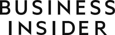 A black and white logo for business insider on a white background.