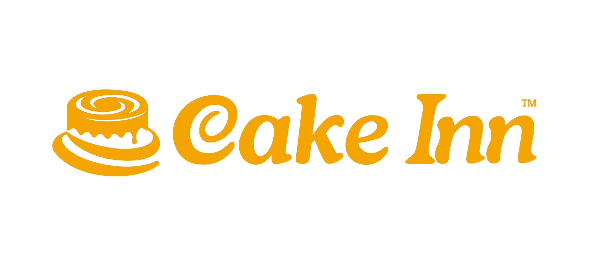 The cake inn logo is yellow and has a crown on it.