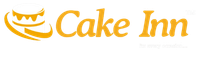 The cake inn logo is yellow and has a crown on it.