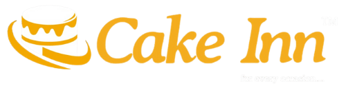 The cake inn logo is yellow and has a crown on it.