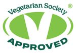 A vegetarian 100 % sticker with a leaf on it.