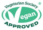 A vegetarian 100 % sticker with a leaf on it.