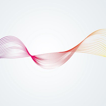 A graphic with colorful lines weaving and twisting together