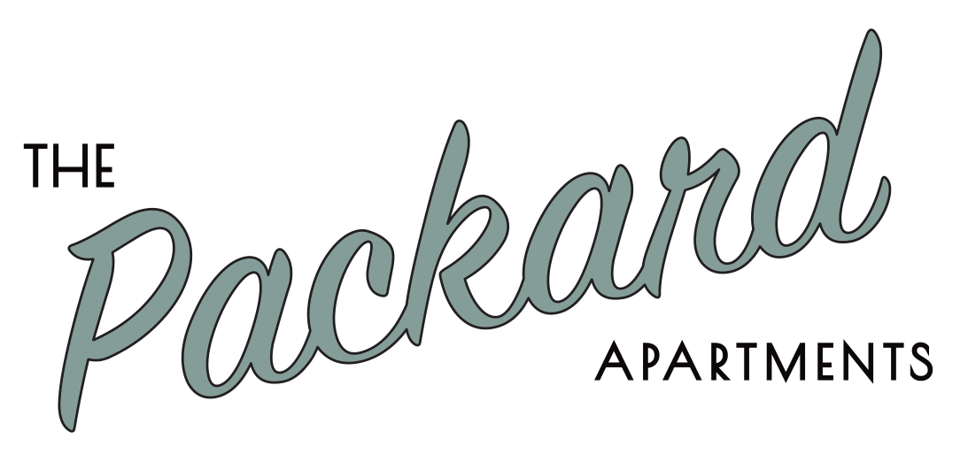 The Packard Apartments logo in black.
