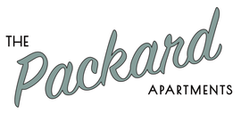 The Packard Apartments logo in black.
